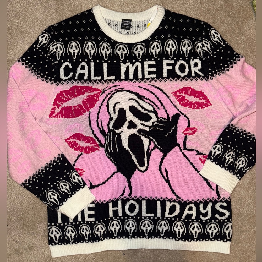 Ghostface Holiday Sweater Exclusive Scream Ghost Face Horror call me Unisex